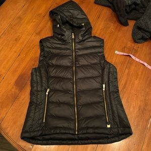 Michael Kors Black Puffer Vest with Gold Hardware